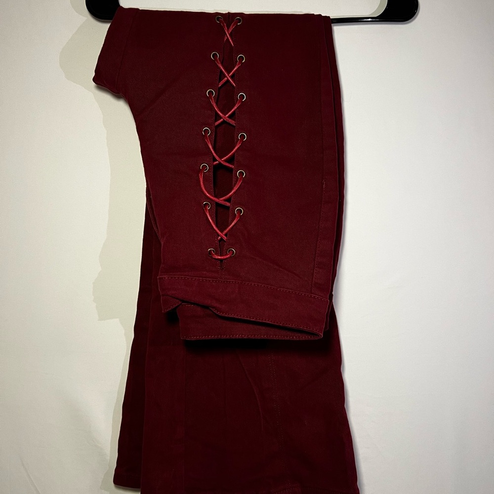CIDER WOMENS BURGUNDY JEANS - Picture 4 of 8
